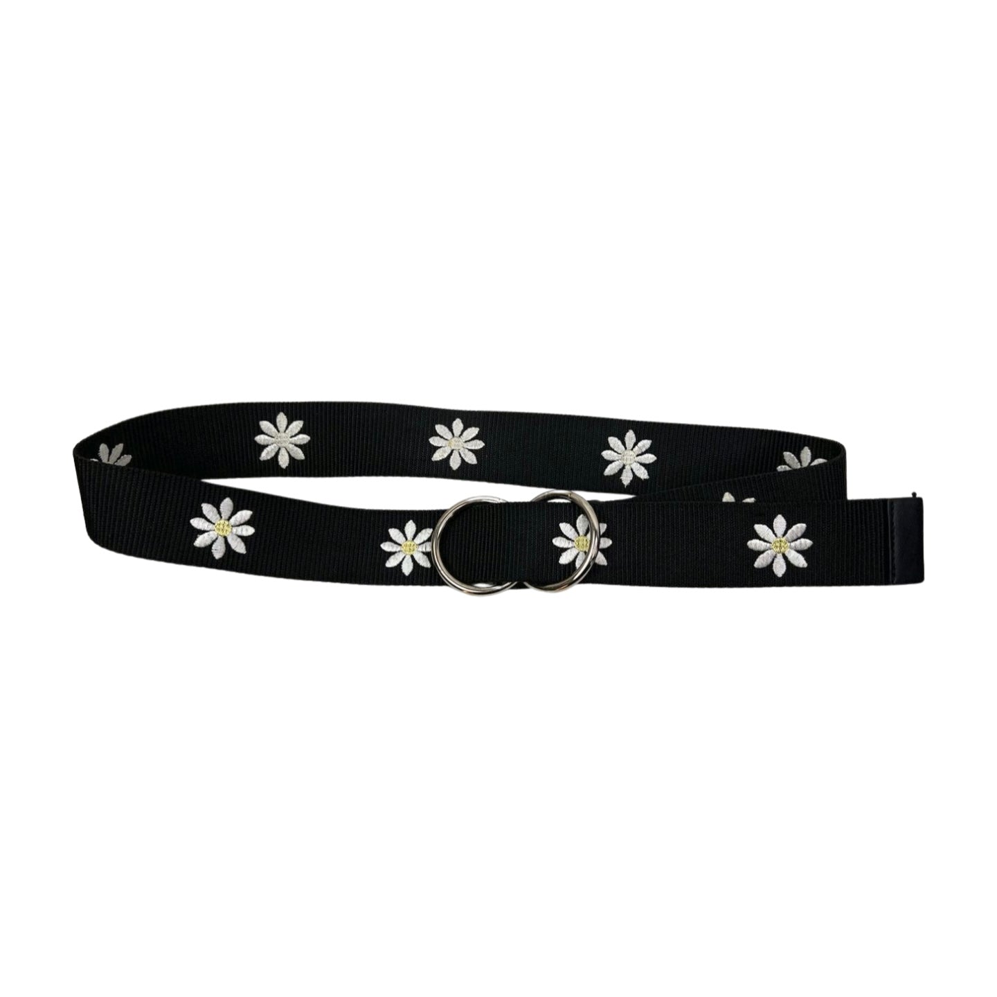 00s Y2K Daisy Print Canvas Circle Belt