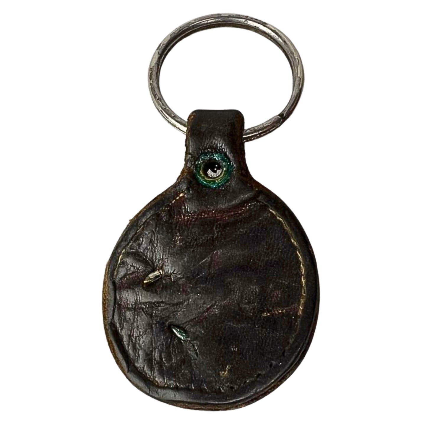 Vintage Leather Pewter Eagle Siskiyou Keychain Fob