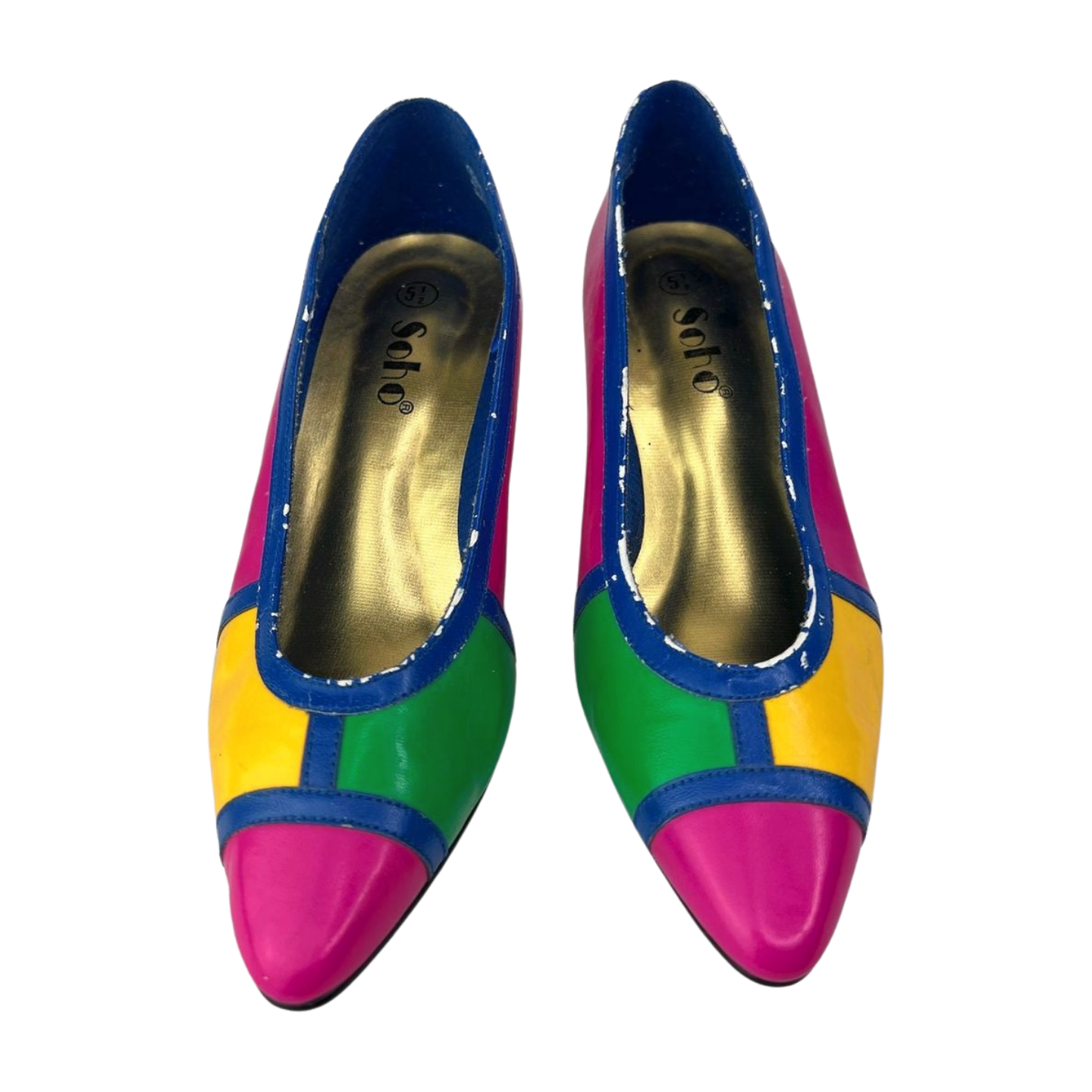 80s Pink Mod Colorblock Heels Wms Size 5