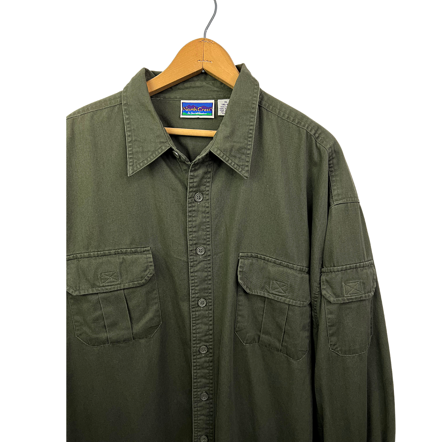 90’s Army Green Cargo Buttondown Shirt Size XL