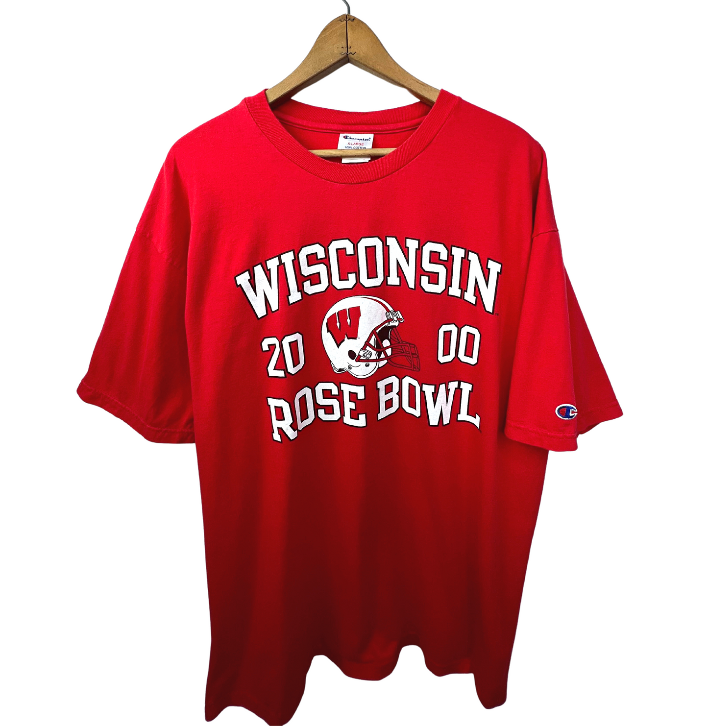 2000 Rose Bowl Wisconsin Badgers 100% Cotton CHAMPION T-shirt Size XL