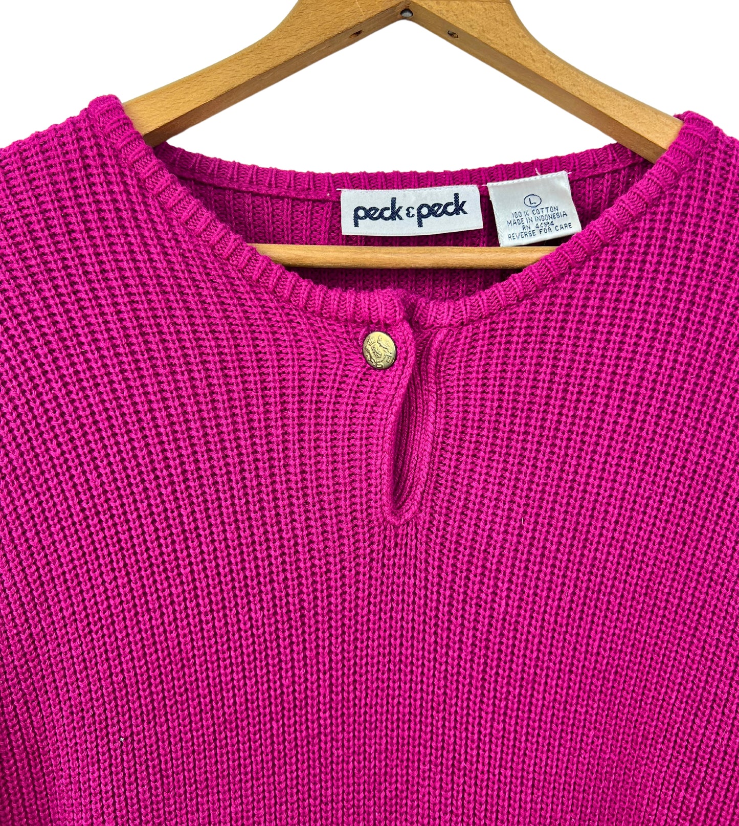 80’s Pink Chunky Knit Keyhole Sweater
