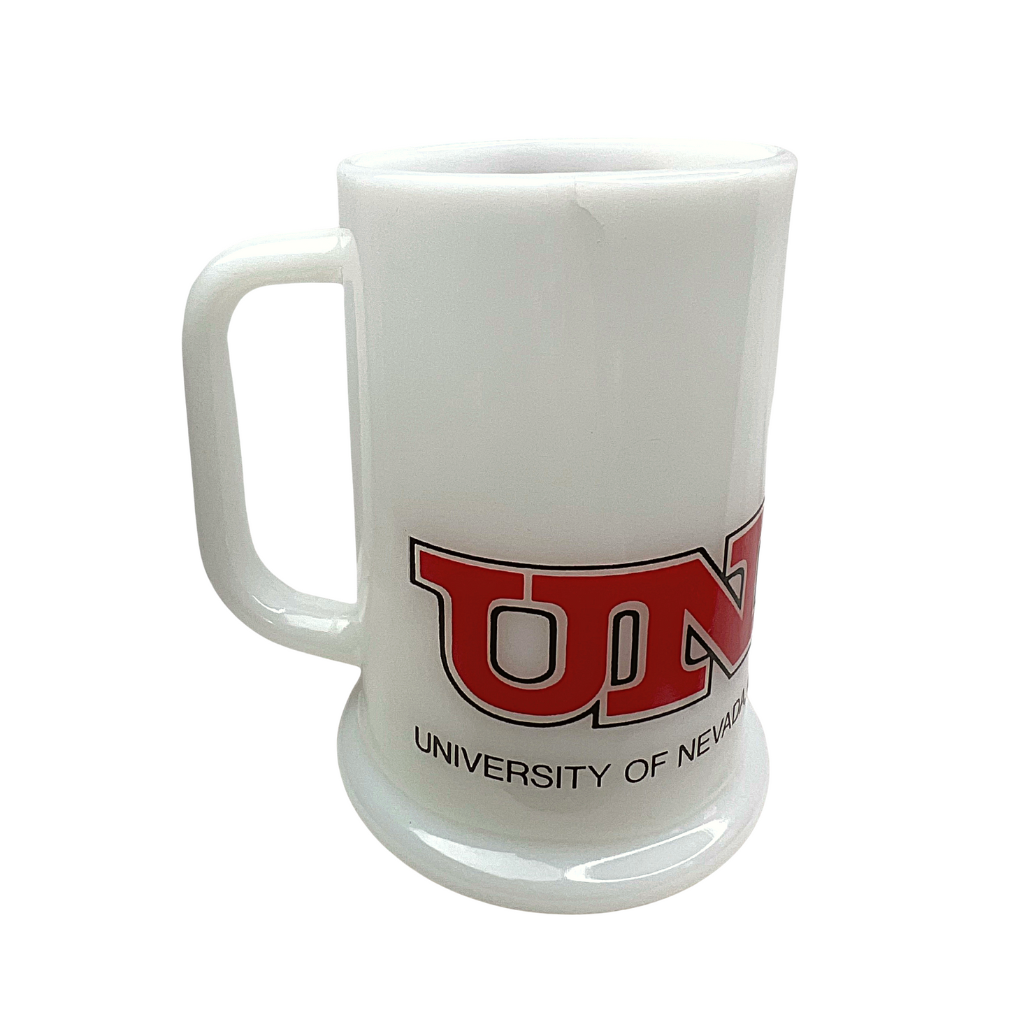 70’s UNLV University of Nevada Running Rebels Milkglass Stein Mug