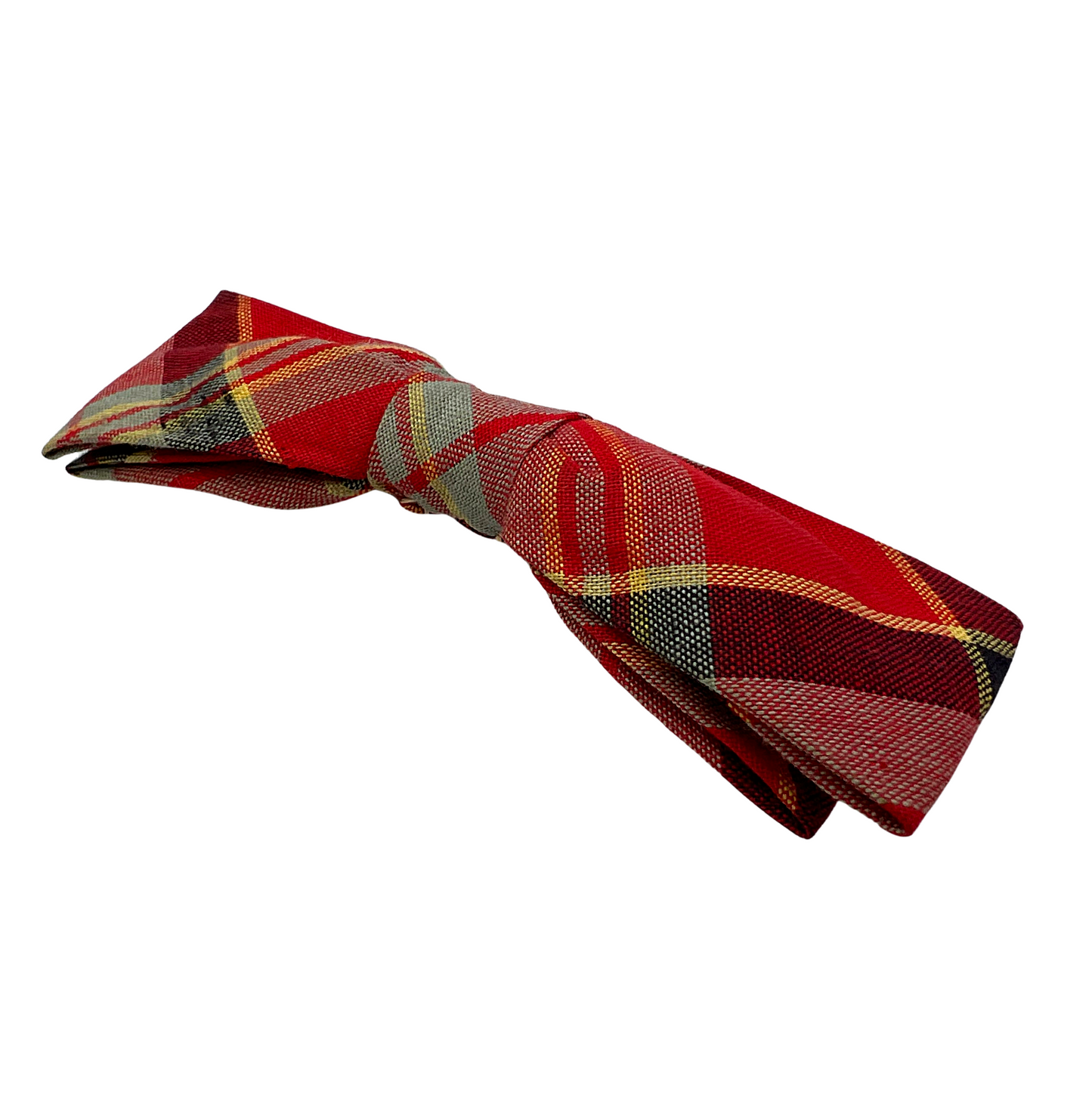 60s Retro Madras Plaid Hippie Groom Groomsmen Formal Clip-on Bow Tie