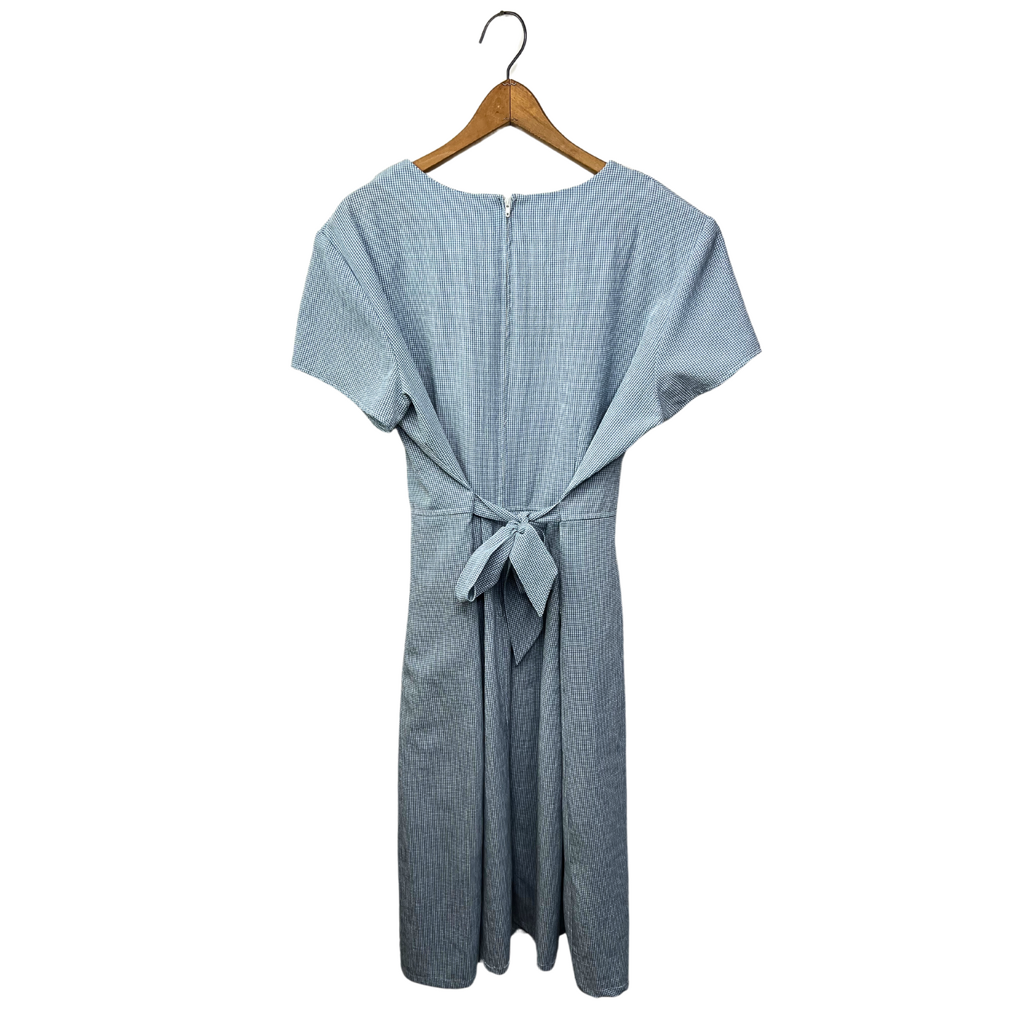 90’s Blue Gingham Plaid Lace Collar Dress Size 18