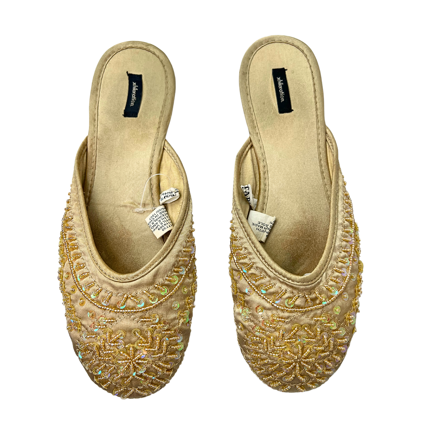 00s Xhilaration Gold Beaded Quintessential Y2K Ballet Flats Size 9