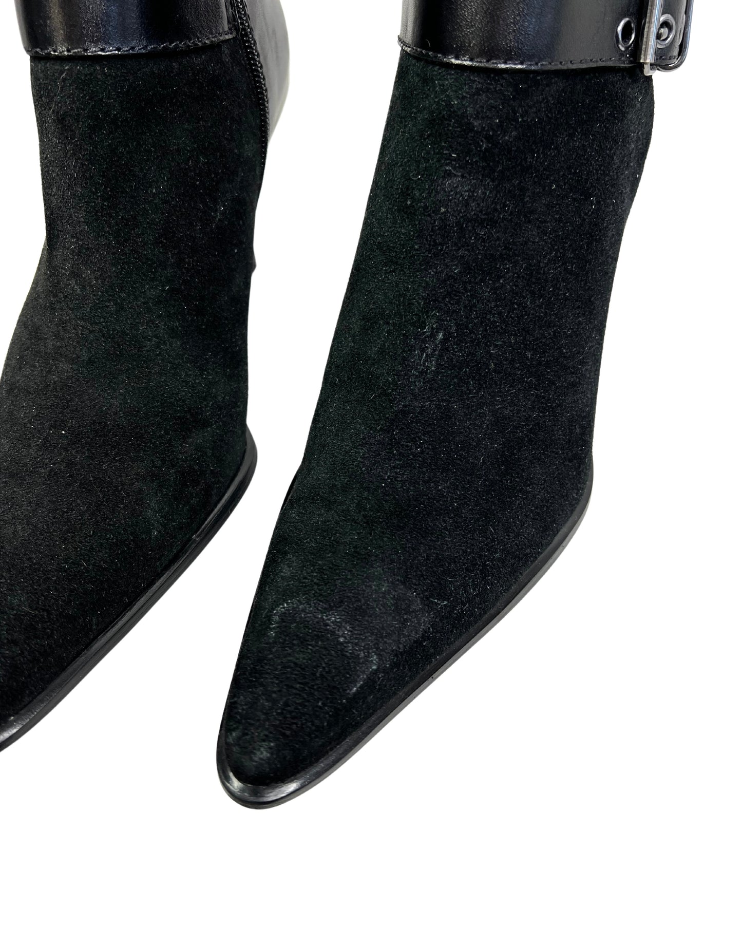 90’s Franco Sarto Black Leather Buckle Tall Boots Size 7M