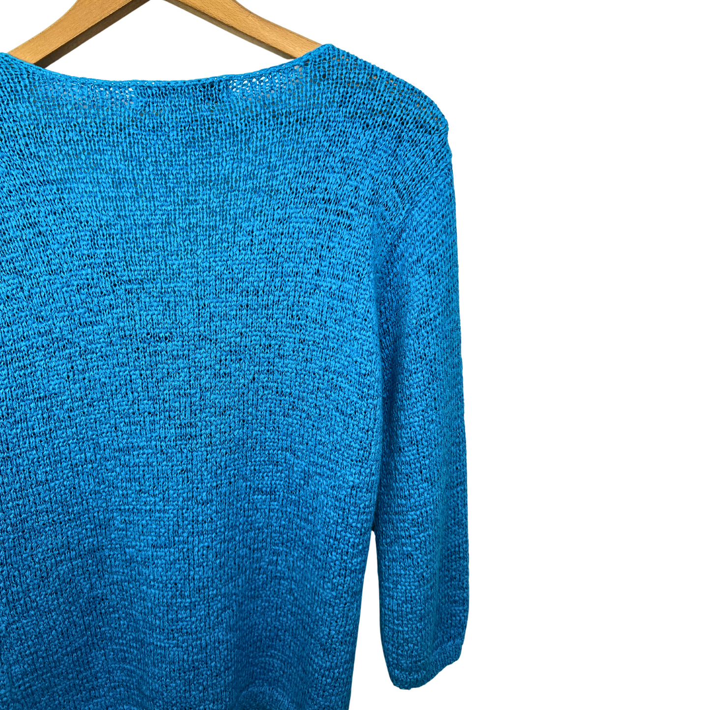 90’s Cerulean Blue Split Neck 3/4 Sleeve Knit Size Small