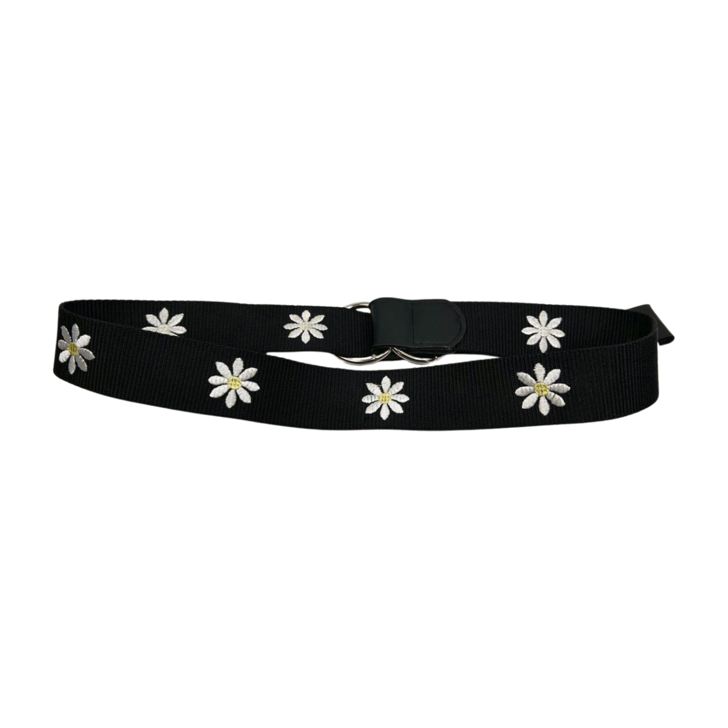 00s Y2K Daisy Print Canvas Circle Belt
