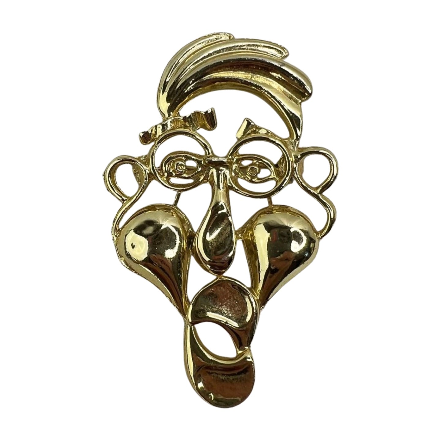 Vintage Funny Face Male Gold Pin Brooch Jewelry