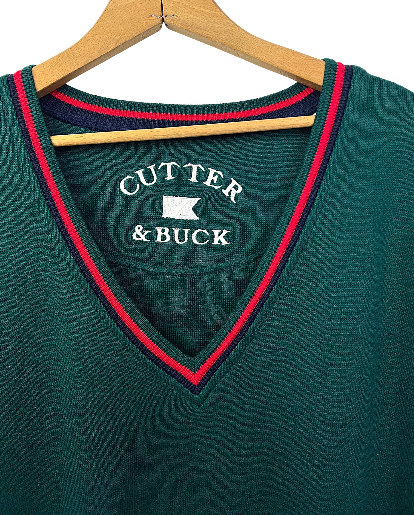 90’s Forest Green Striped Preppy V-Neck Sweater Vest Size 1X/2X