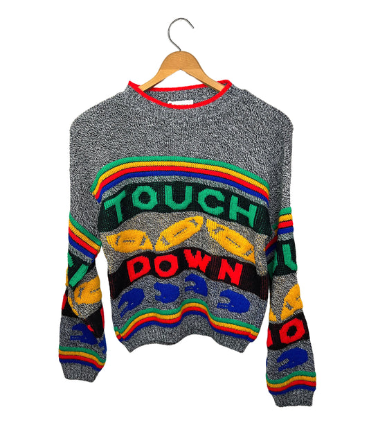80’s TOUCHDOWN Rainbow Sweater Kids Size XL, Adult Sz XS
