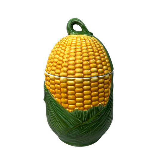 Vintage Corn on the Cob Ceramic Cookie Jar 10”