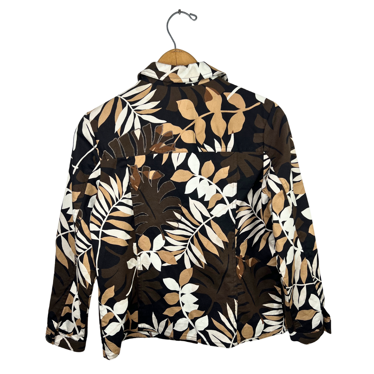 00’s Laura Ashley Botantical Tropical Print Crop Jacket Size Petite Small