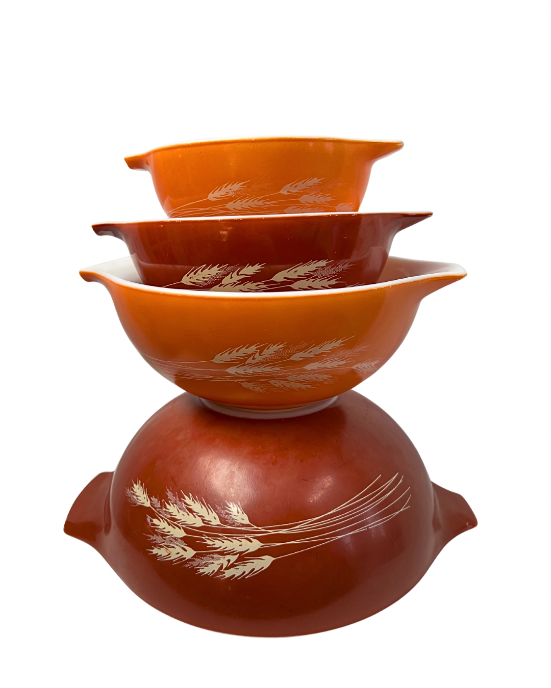 Vintage Pyrex Autumn Harvest Set store of Three Wheat Mixing Bowls