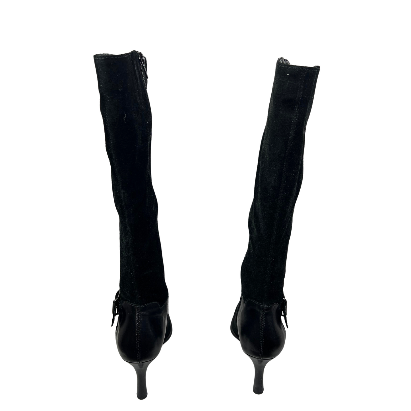 90’s Franco Sarto Black Leather Buckle Tall Boots Size 7M