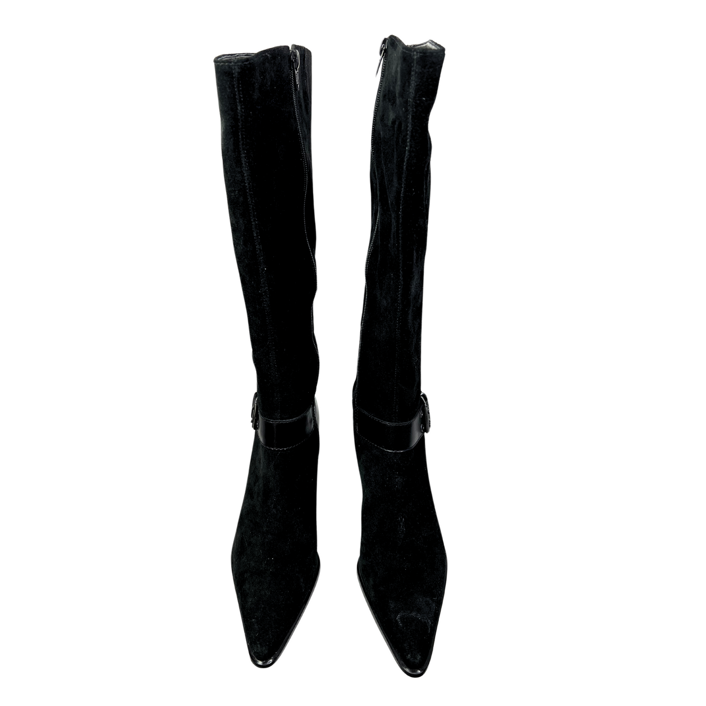 90’s Franco Sarto Black Leather Buckle Tall Boots Size 7M