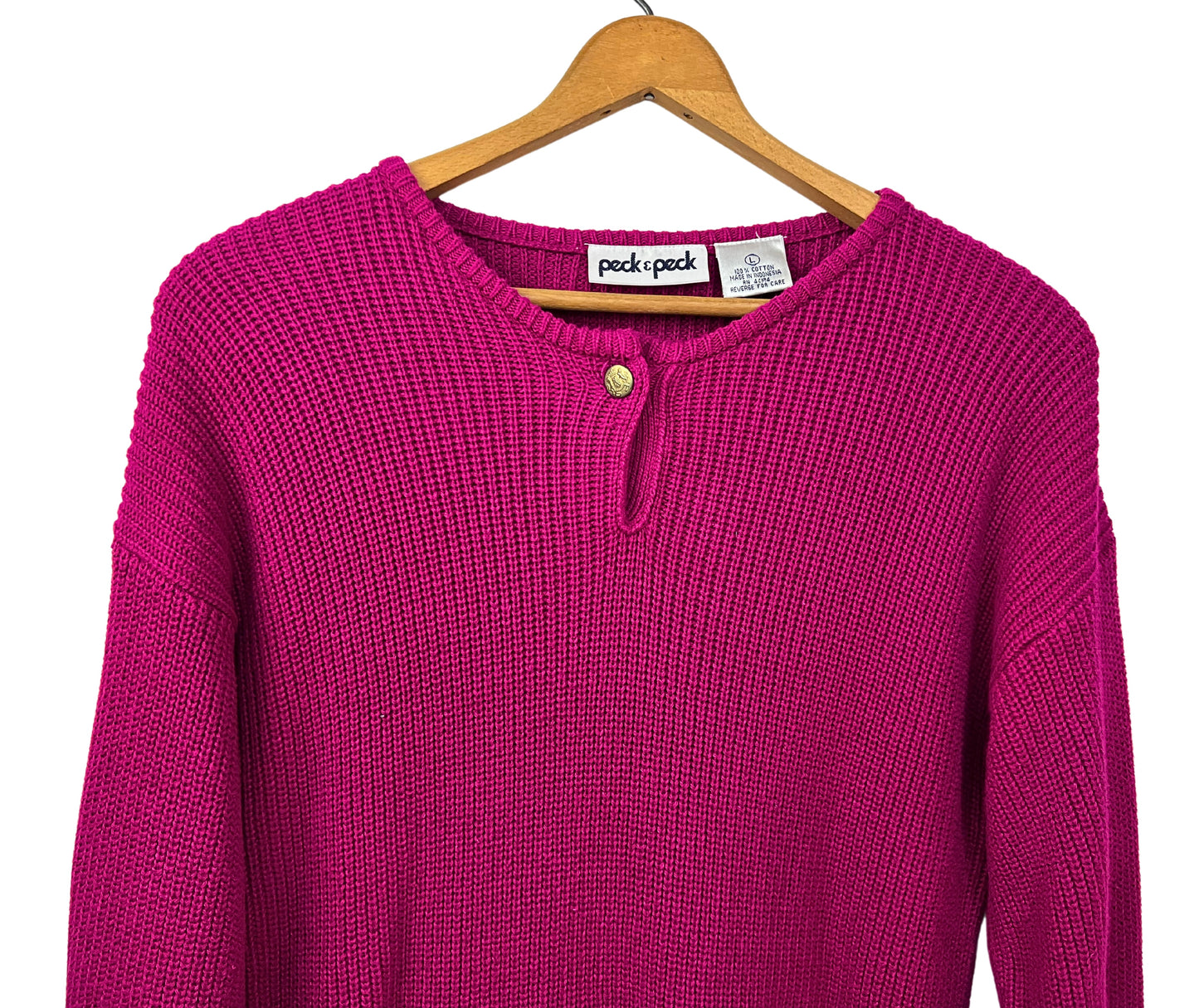 80’s Pink Chunky Knit Keyhole Sweater