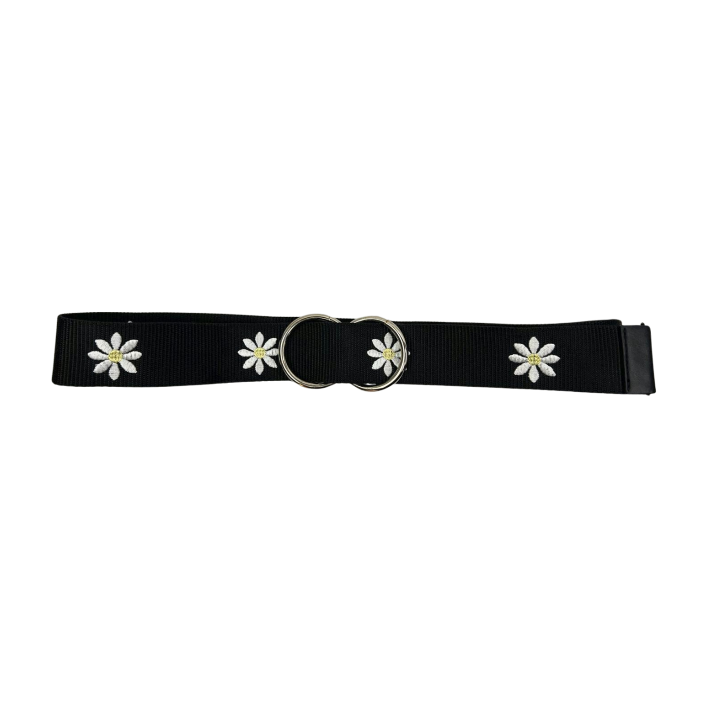 00s Y2K Daisy Print Canvas Circle Belt