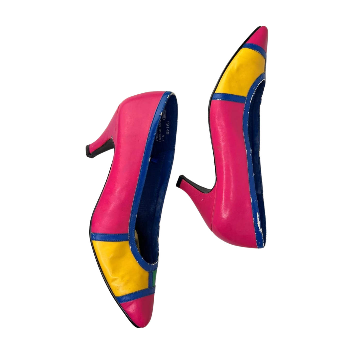 80s Pink Mod Colorblock Heels Wms Size 5
