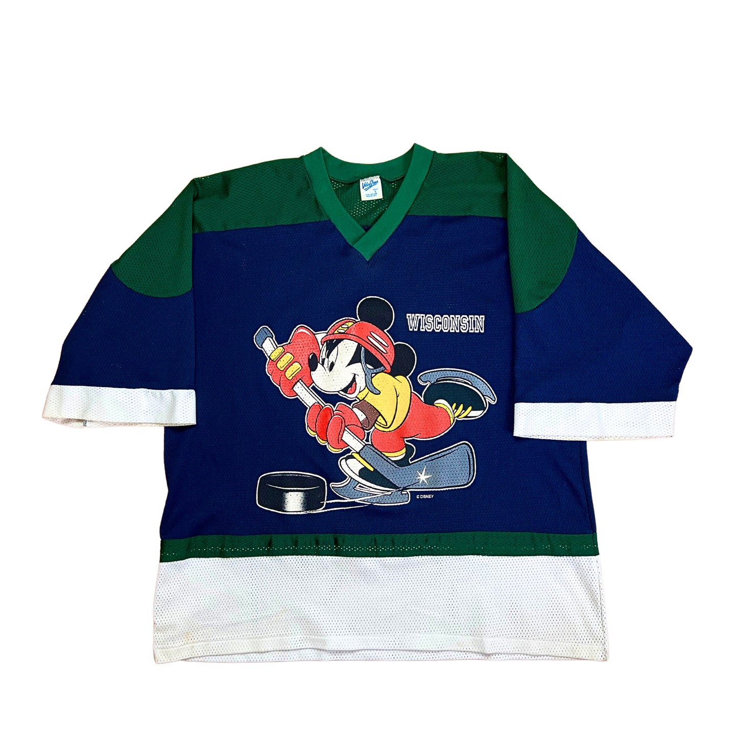 80’s Mickey Mouse Disney Wisconsin Hockey Jersey Size XL