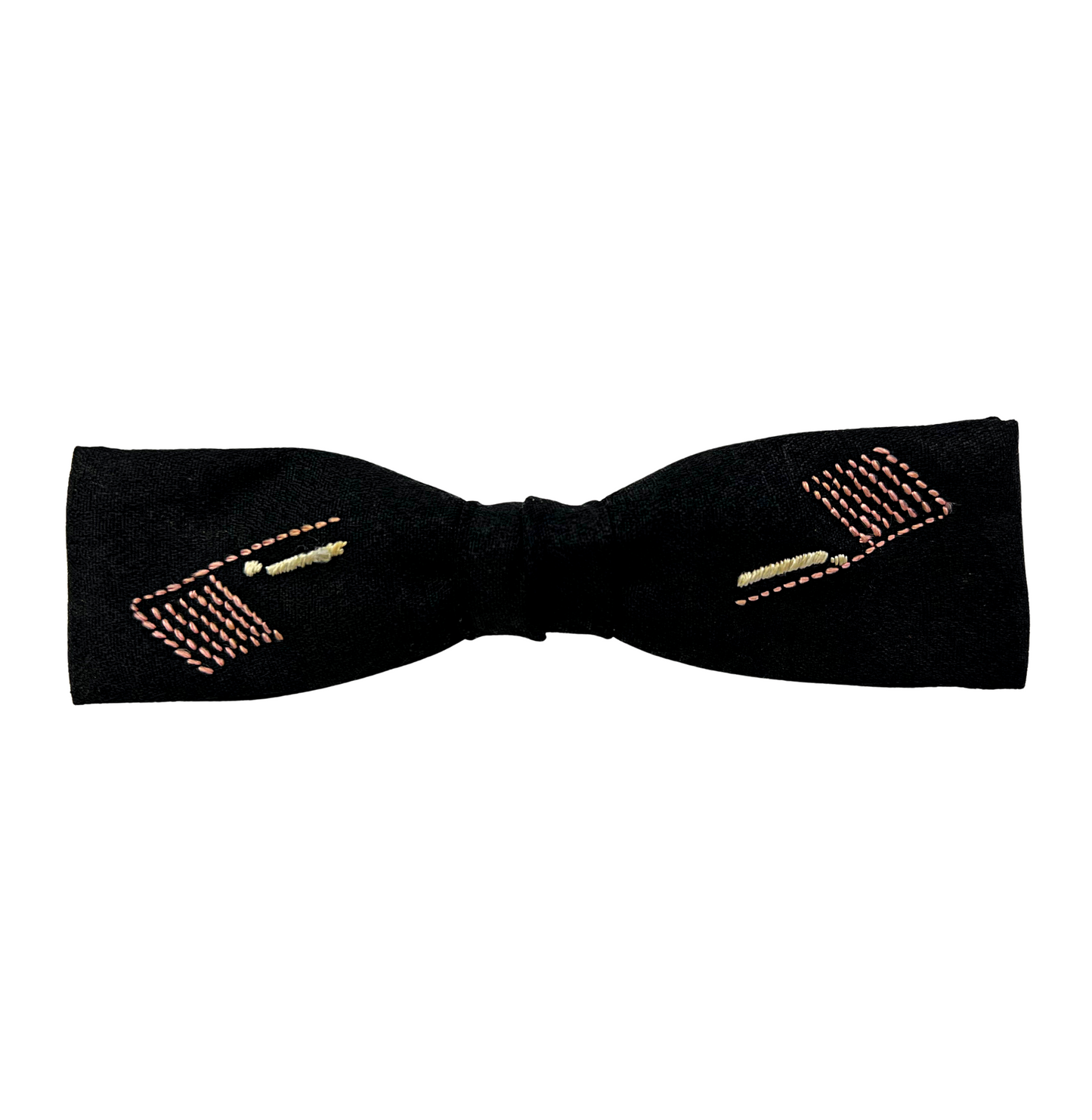 50’s Black Tie Mod Stitched Silk Ormond Groom Groomsmen Formal Clip-on Bow Tie