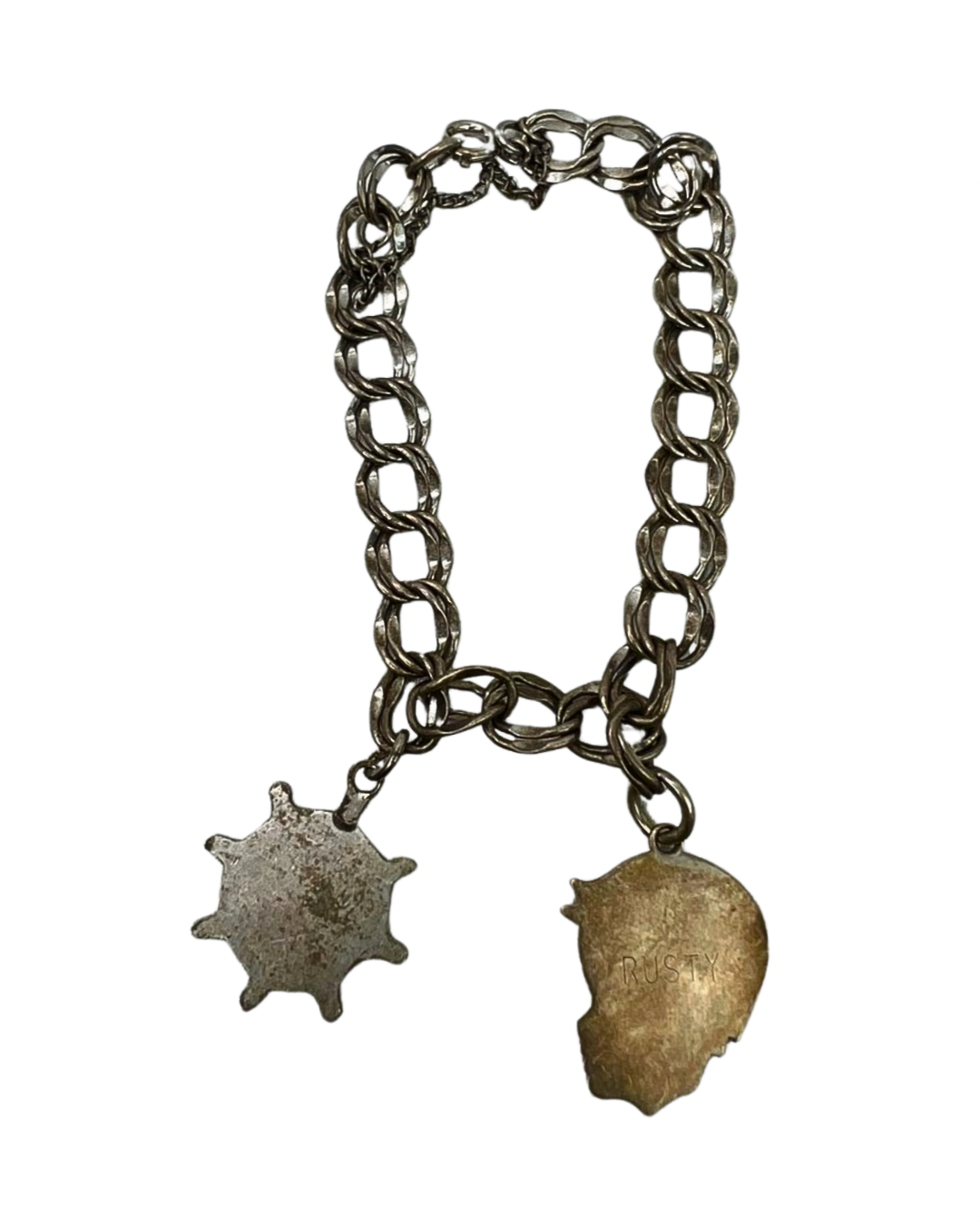 50’s Pewter Charm Braclet Rusty Cameo USS Indianapolis Survior