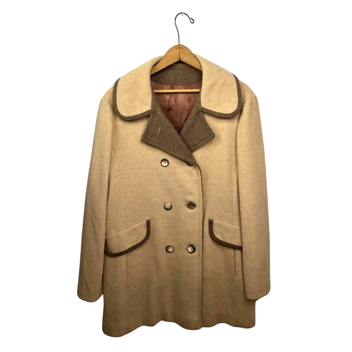 60’s Tan Wool Mackintosh Double-Breasted Peacoat Size Large