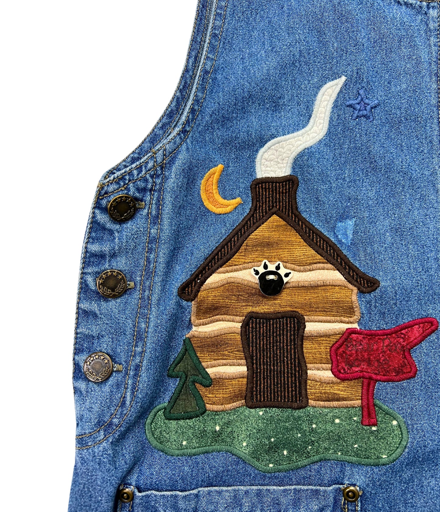 90's Denim Cottagecore Camping Wildlife Overall Maxi Dress