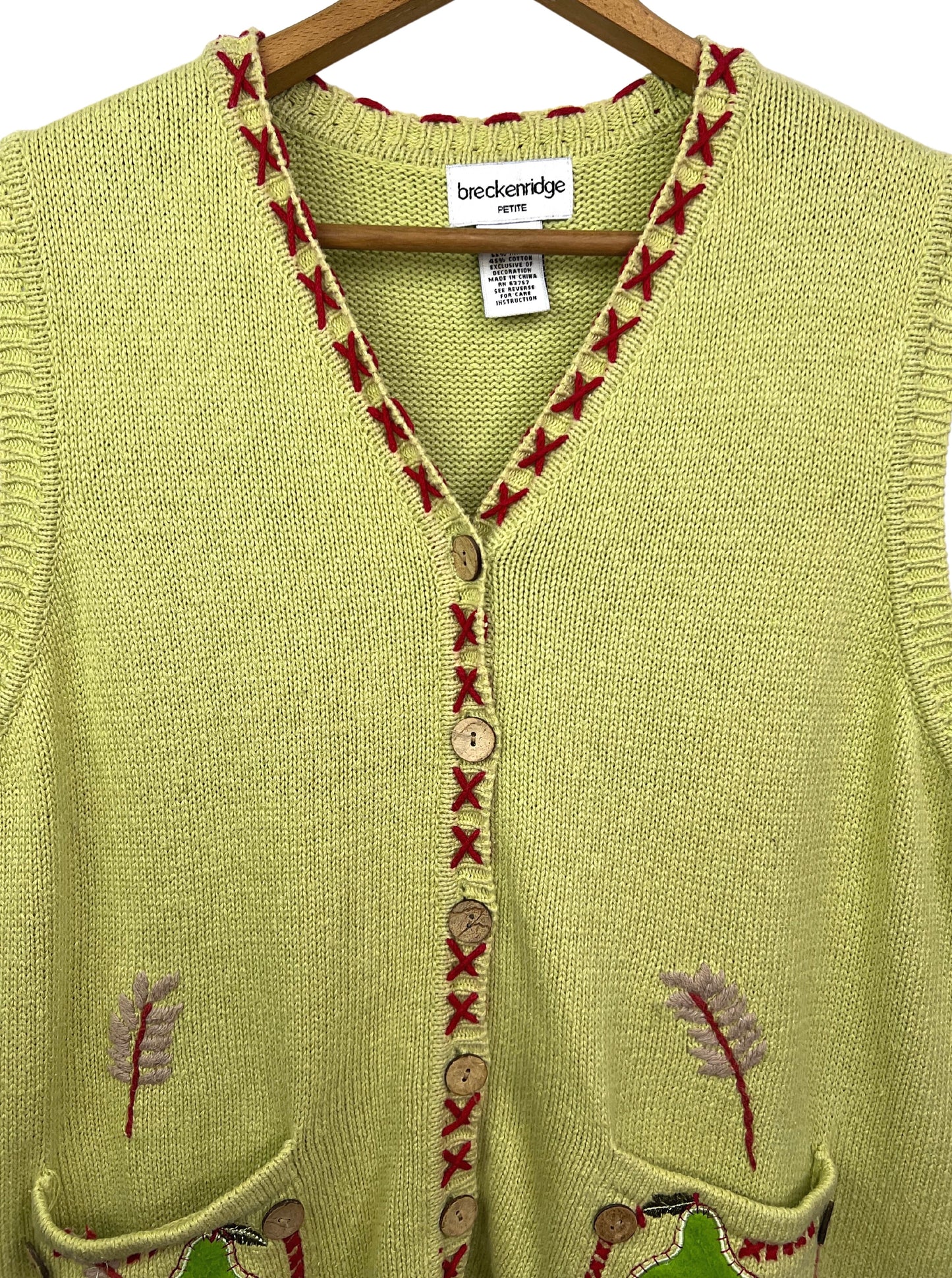 90’s Fruity Pear Button Front Sweater Vest Size Medium