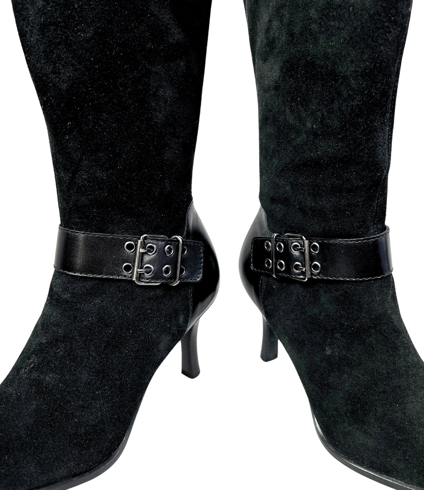 90’s Franco Sarto Black Leather Buckle Tall Boots Size 7M