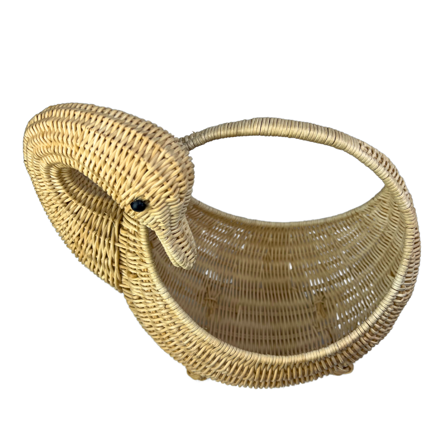 Vintage MCM Wicker Rattan Duck Swan Goose Bird Basket
