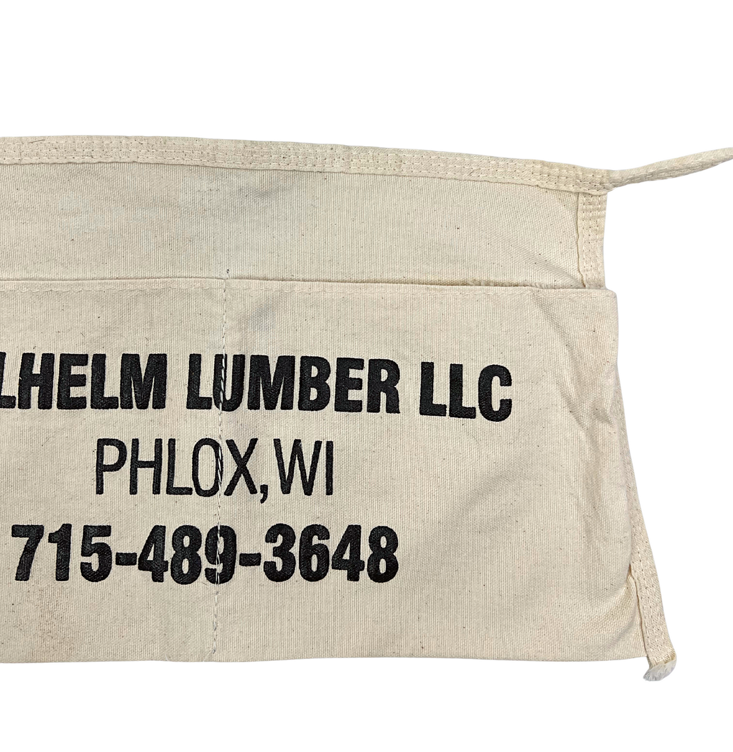 Vintage Wilhelm Lumber LLC Phlox Wisconsin Canvas Apron Carpenter Waist Tie Smock Apron