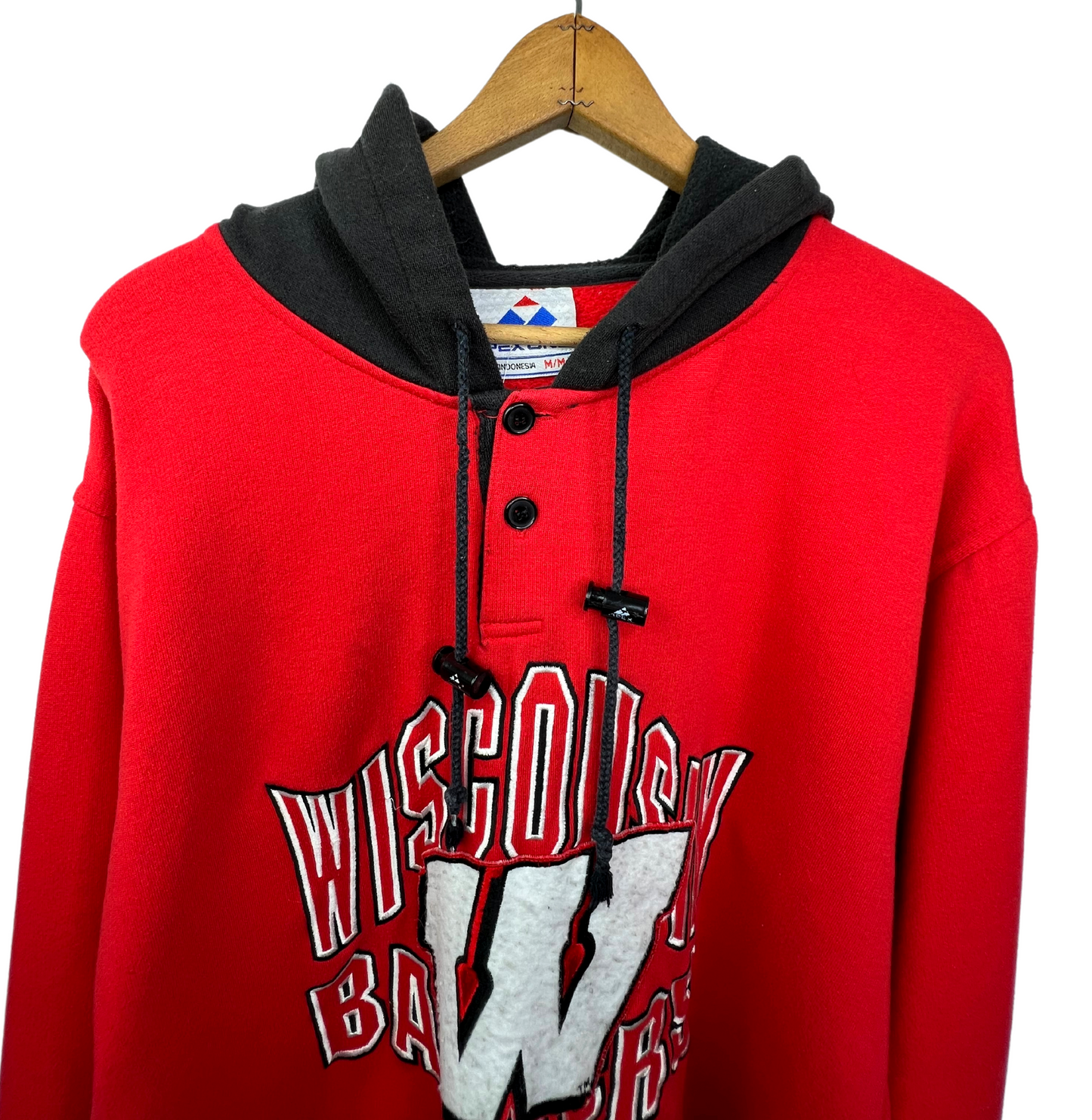 90’s Wisconsin Badgers Drawstring College Football Hoodie Size Large