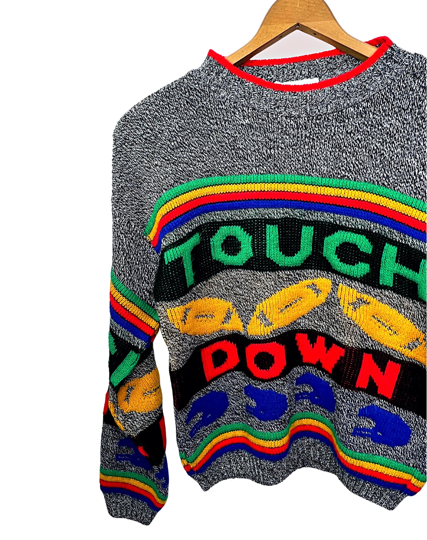 80’s TOUCHDOWN Rainbow Sweater Kids Size XL, Adult Sz XS
