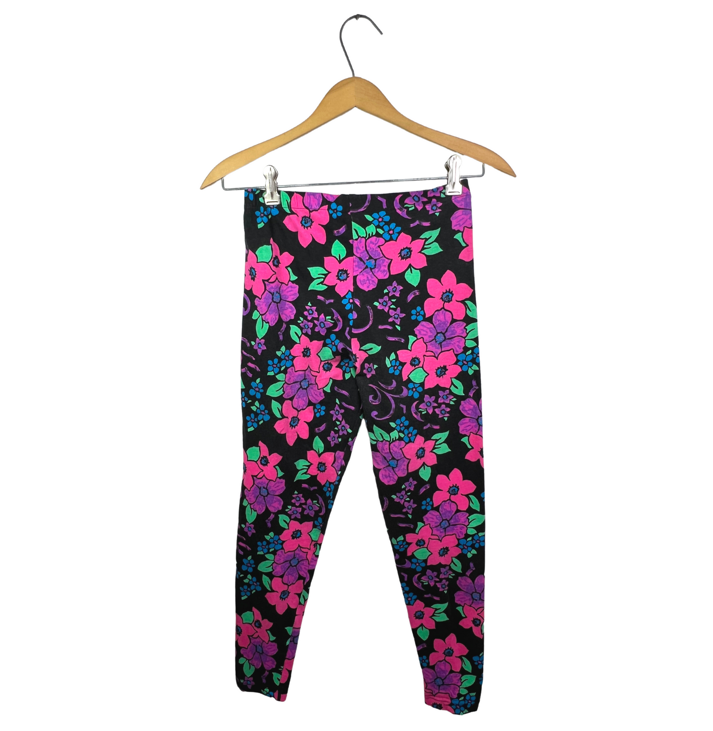 1991 2 pc Neon Floral Gemmed Out Oversized Tshirt + Leggings Set Size M
