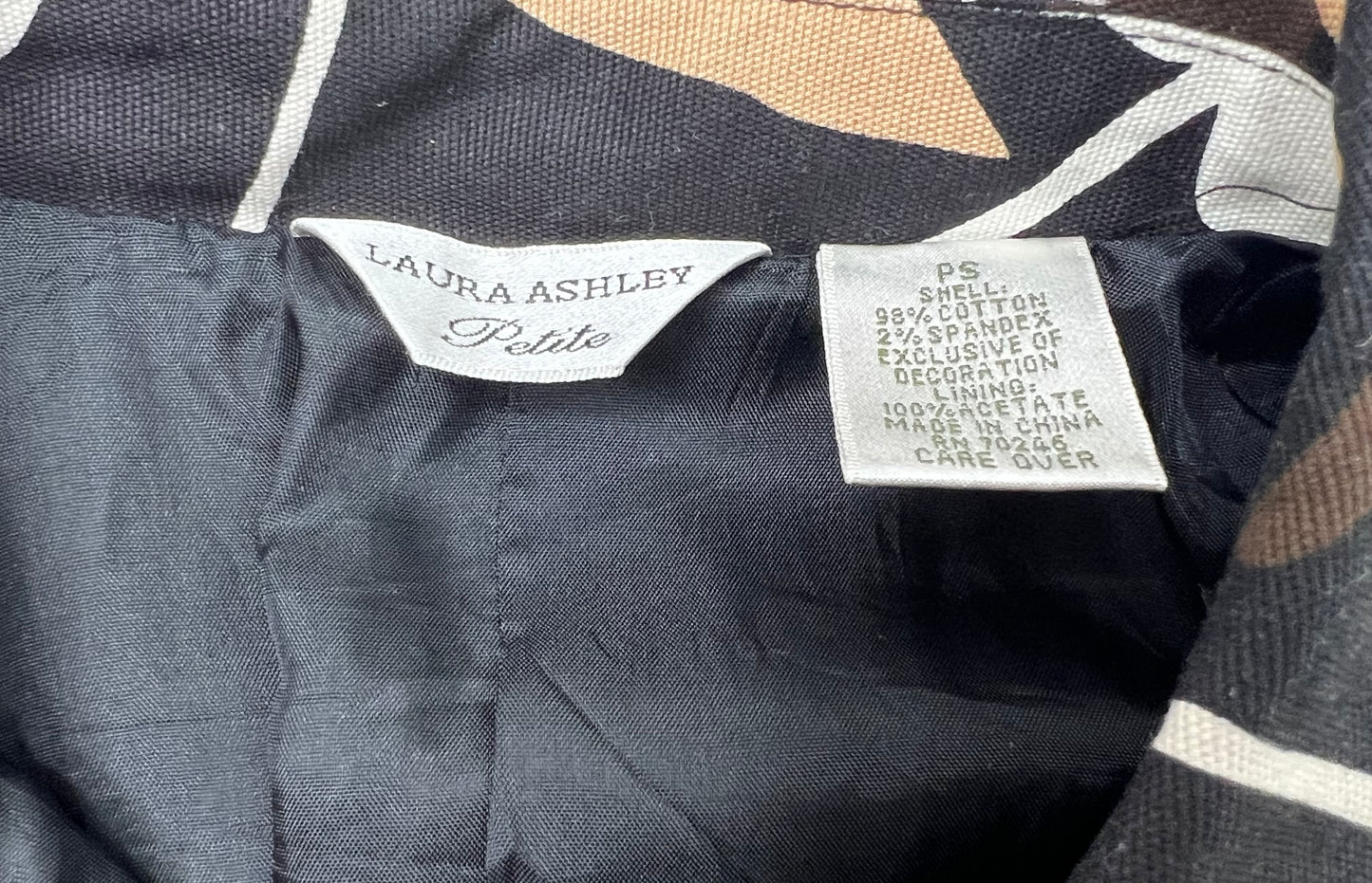 00’s Laura Ashley Botantical Tropical Print Crop Jacket Size Petite Small