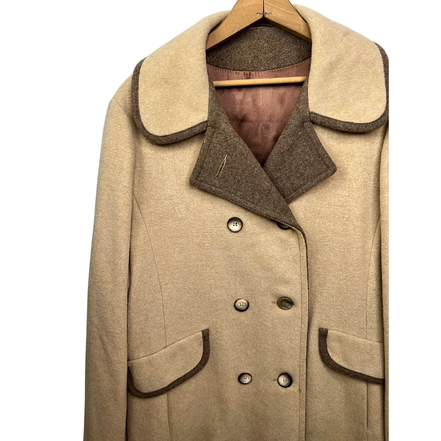 60’s Tan Wool Mackintosh Double-Breasted Peacoat Size Large