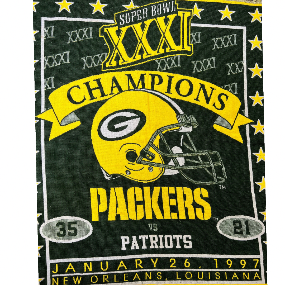 1997 Green Bay Packers Super Bowl XXXI Champions Needlepoint Throw Blanket 50” x 59”