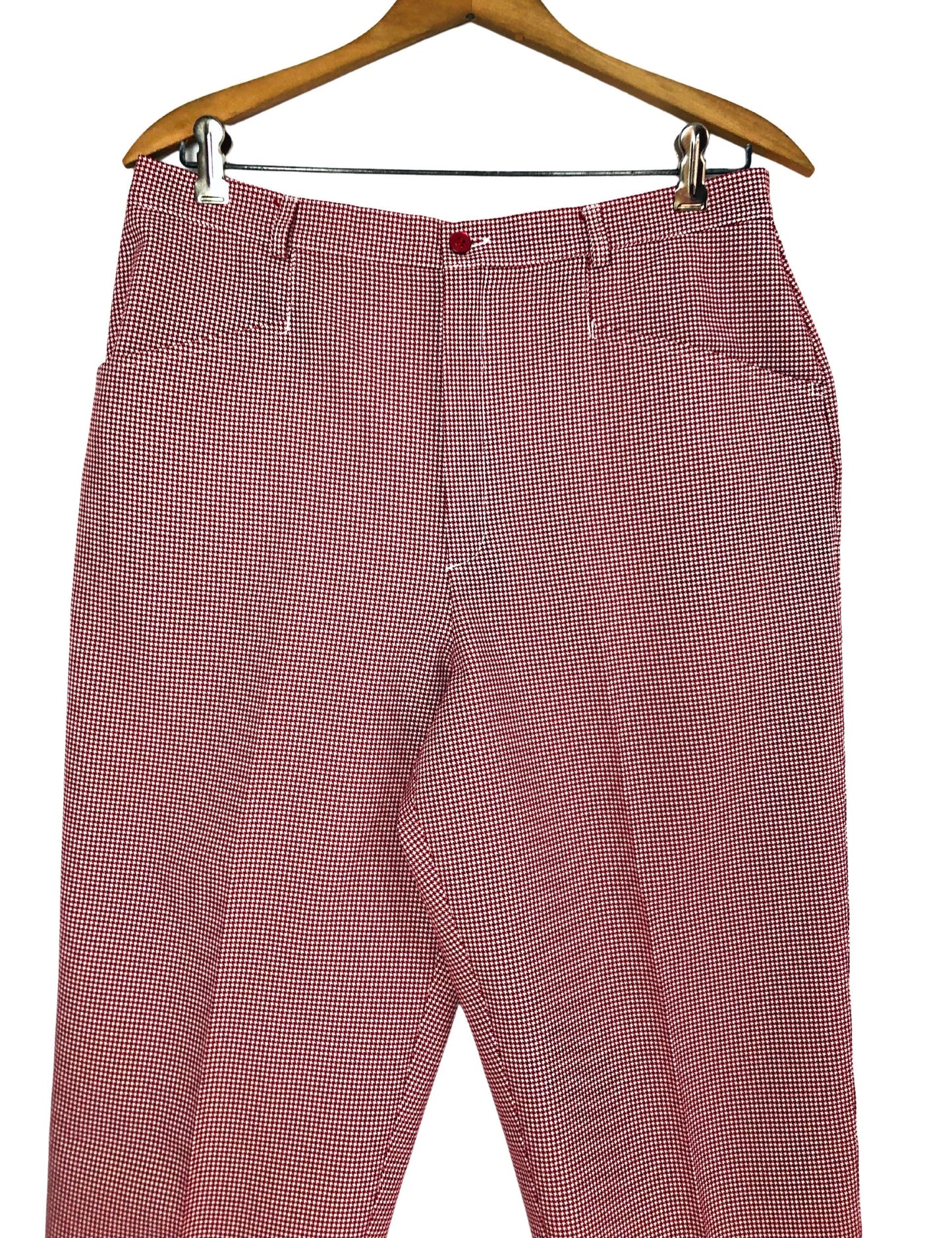 Wms 60’s Red & White HOUNDSTOOTH Pleated Menswear Trousers Size 12