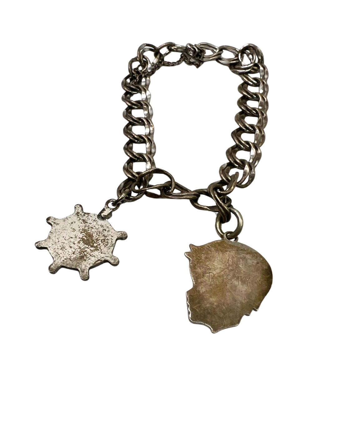 50’s Pewter Charm Braclet Rusty Cameo USS Indianapolis Survior