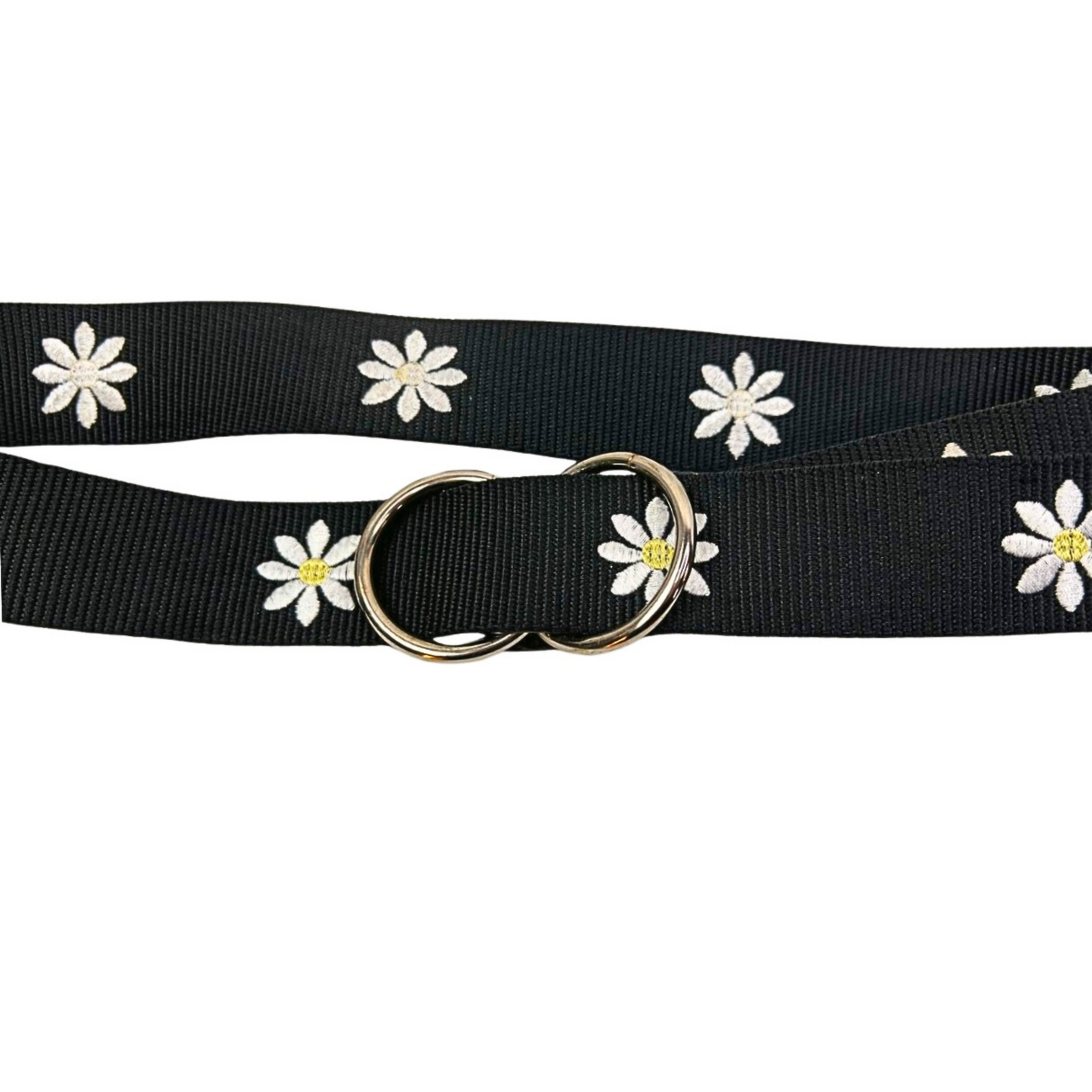 00s Y2K Daisy Print Canvas Circle Belt