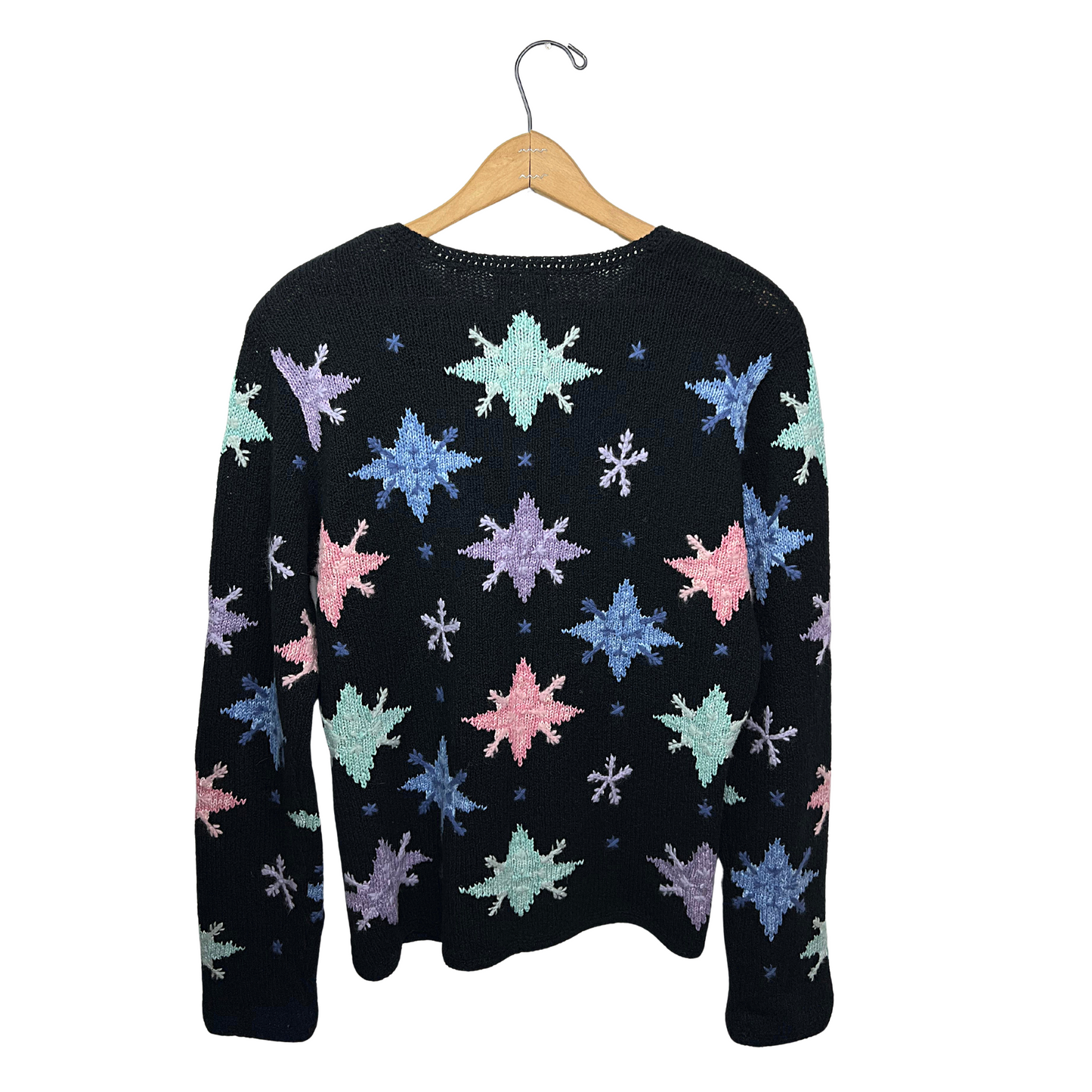 90’s Pastel Snowflake Chunky Cardigan Sweater Size Medium