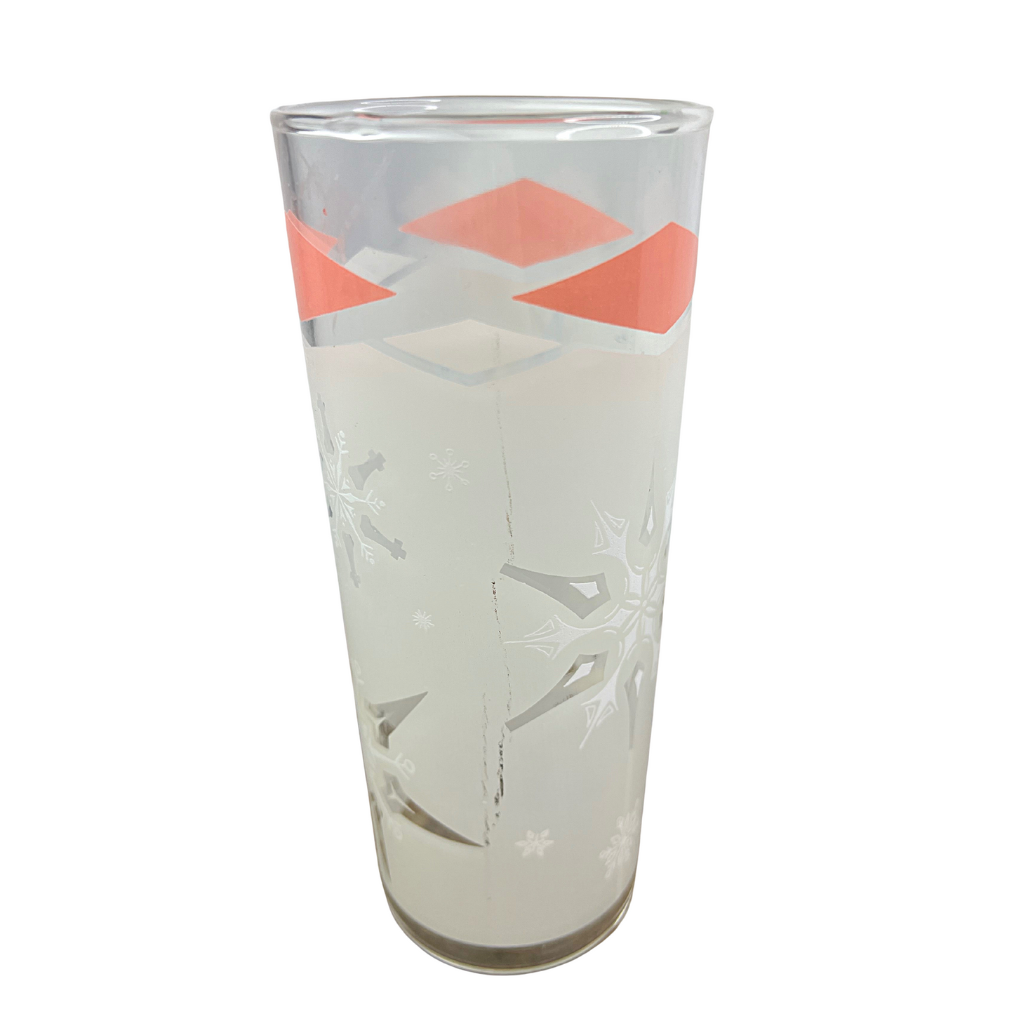 50’s Anchor Hocking Frosted Snowflake Diamond Set of 2 Highball 14oz Glasses