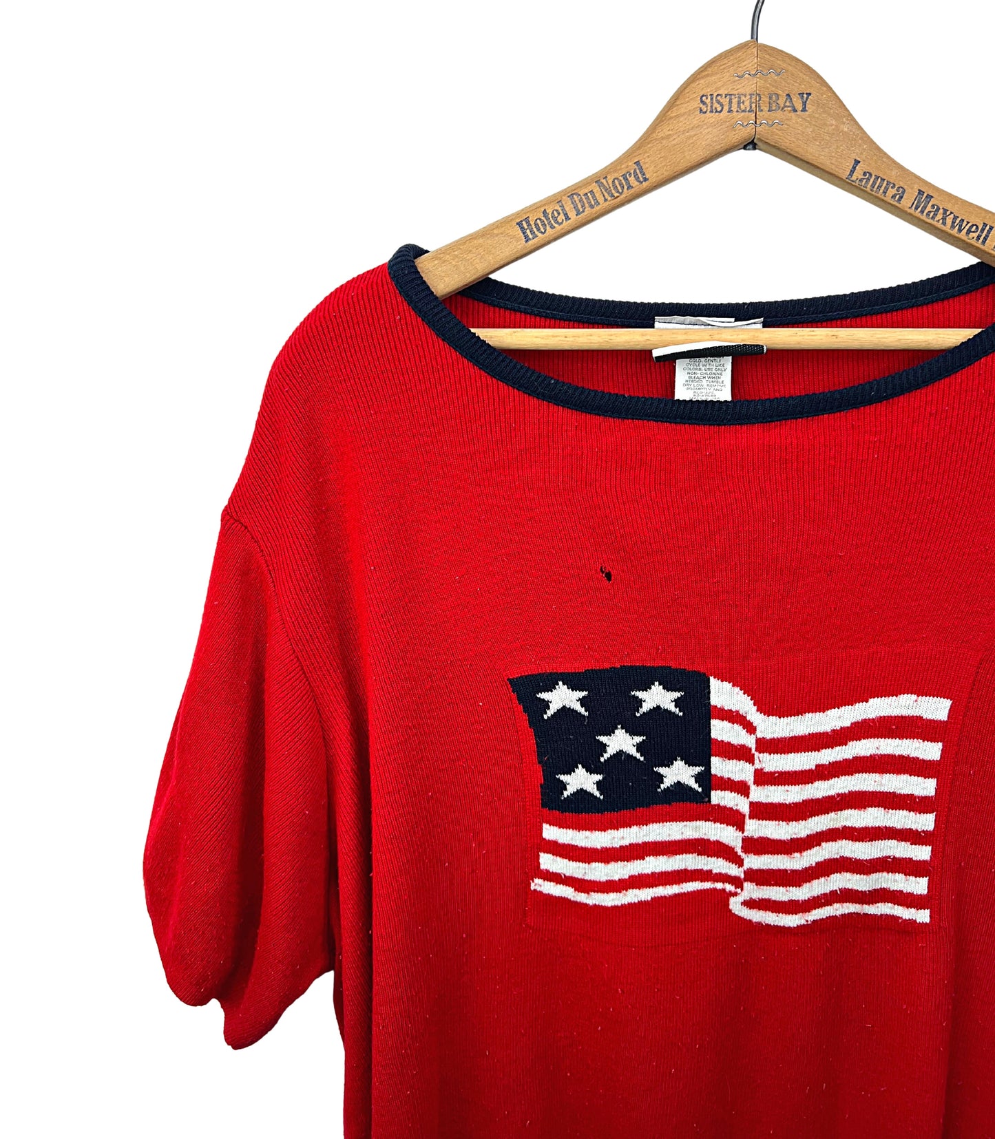 90’s American Flag Short Sleeve Sweater Plus Size 2X