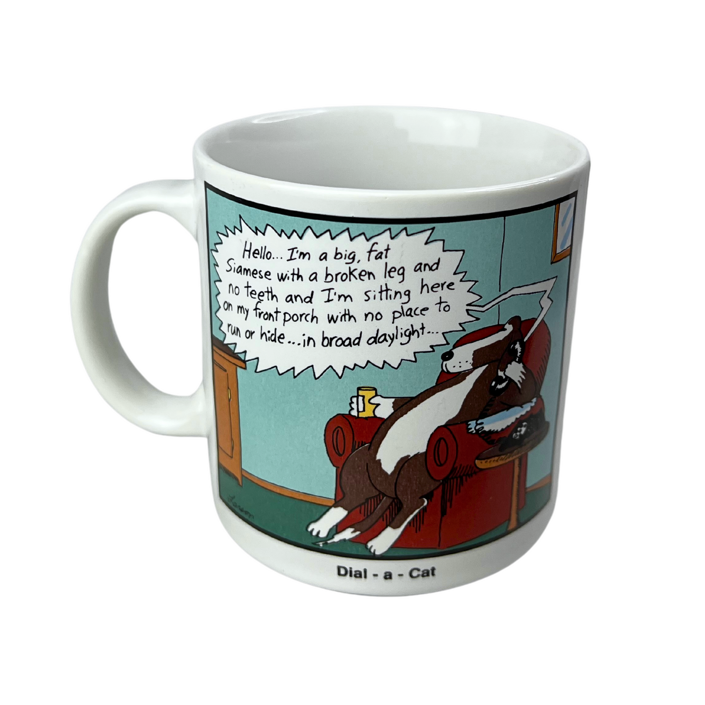 1988 The Far Side Dial-A-Cat Gary Larson Coffee Mug