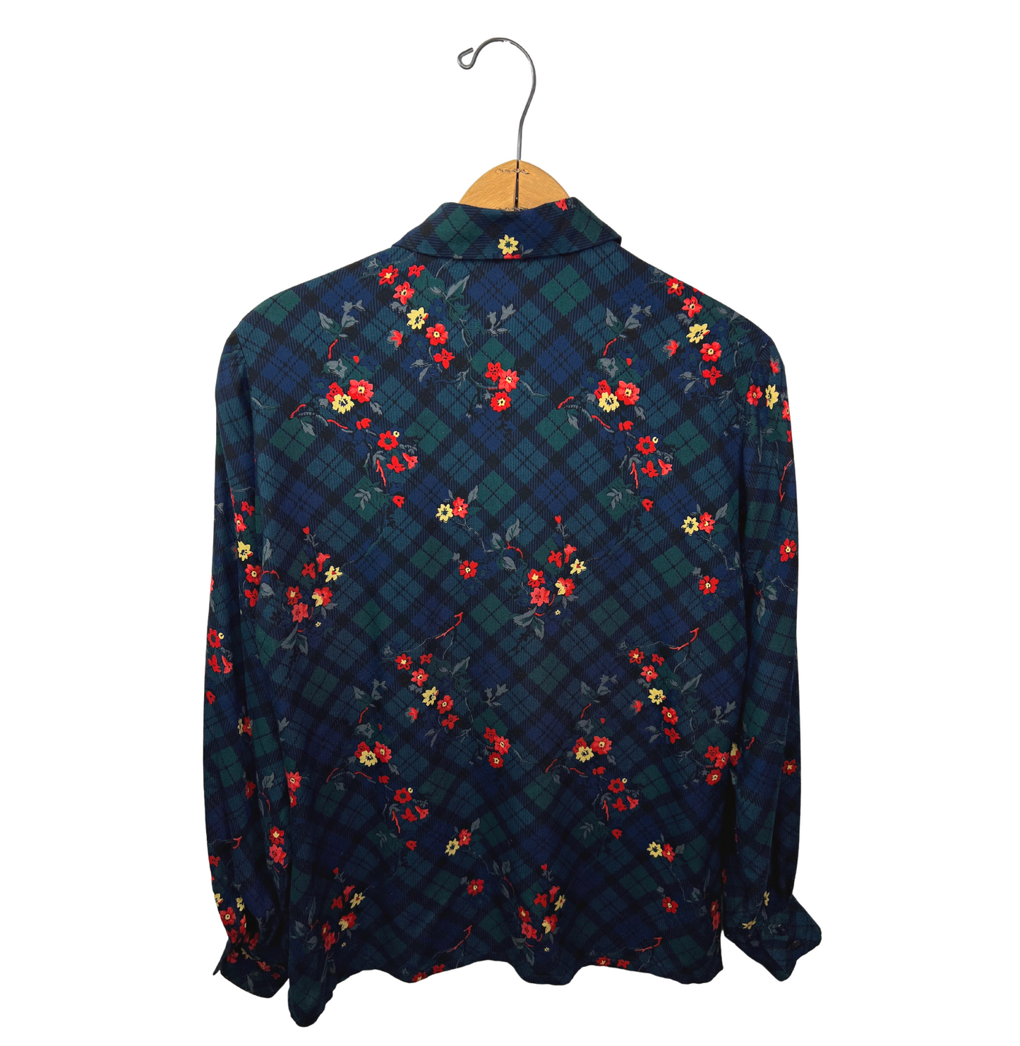 80’s Pendleton Floral Plaid Button Down Blouse Size 6 (Medium)