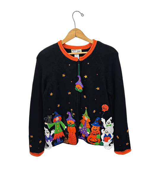 90’s Halloween Spooky Szn Beaded Chunky Holiday Cardigan Size Small