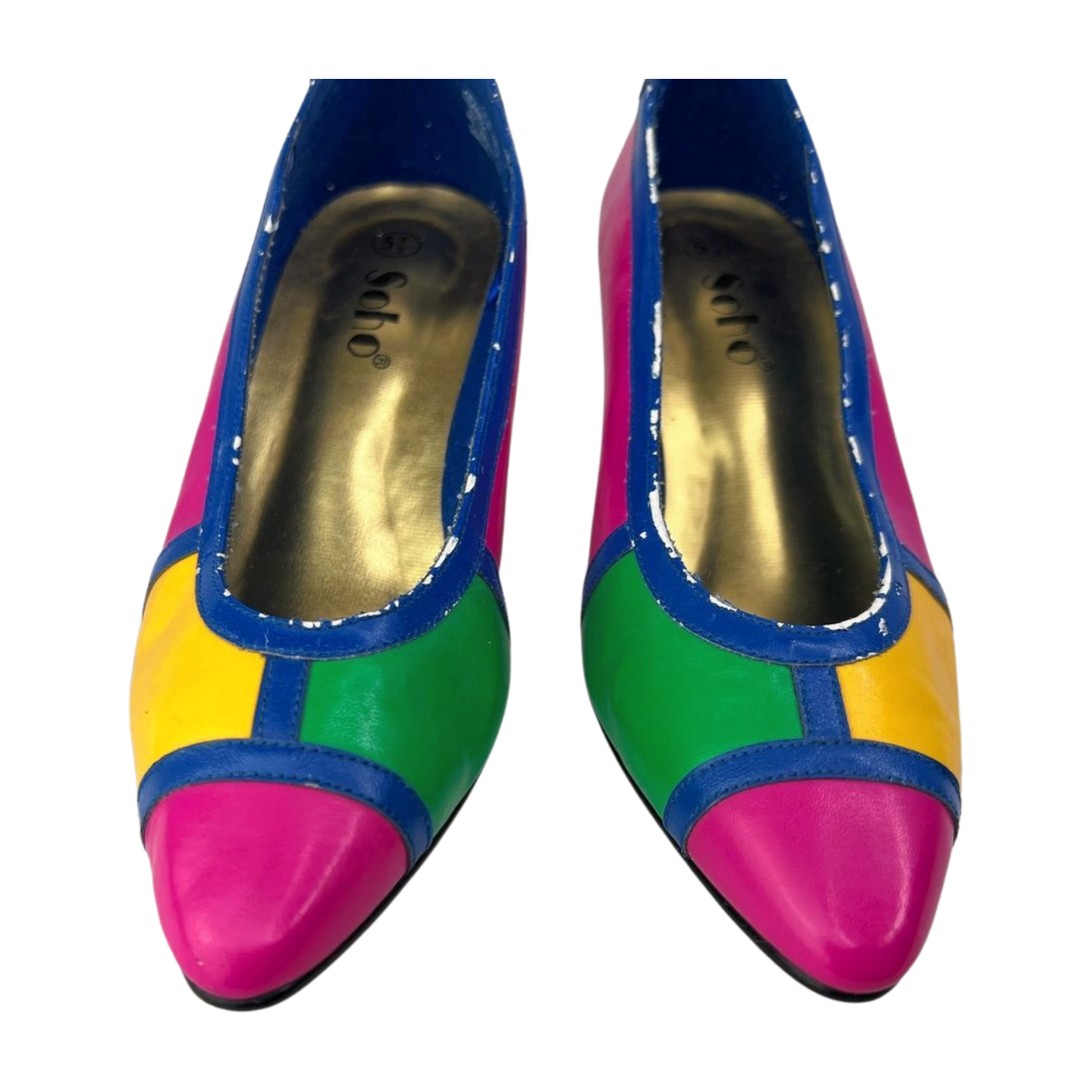 80s Pink Mod Colorblock Heels Wms Size 5