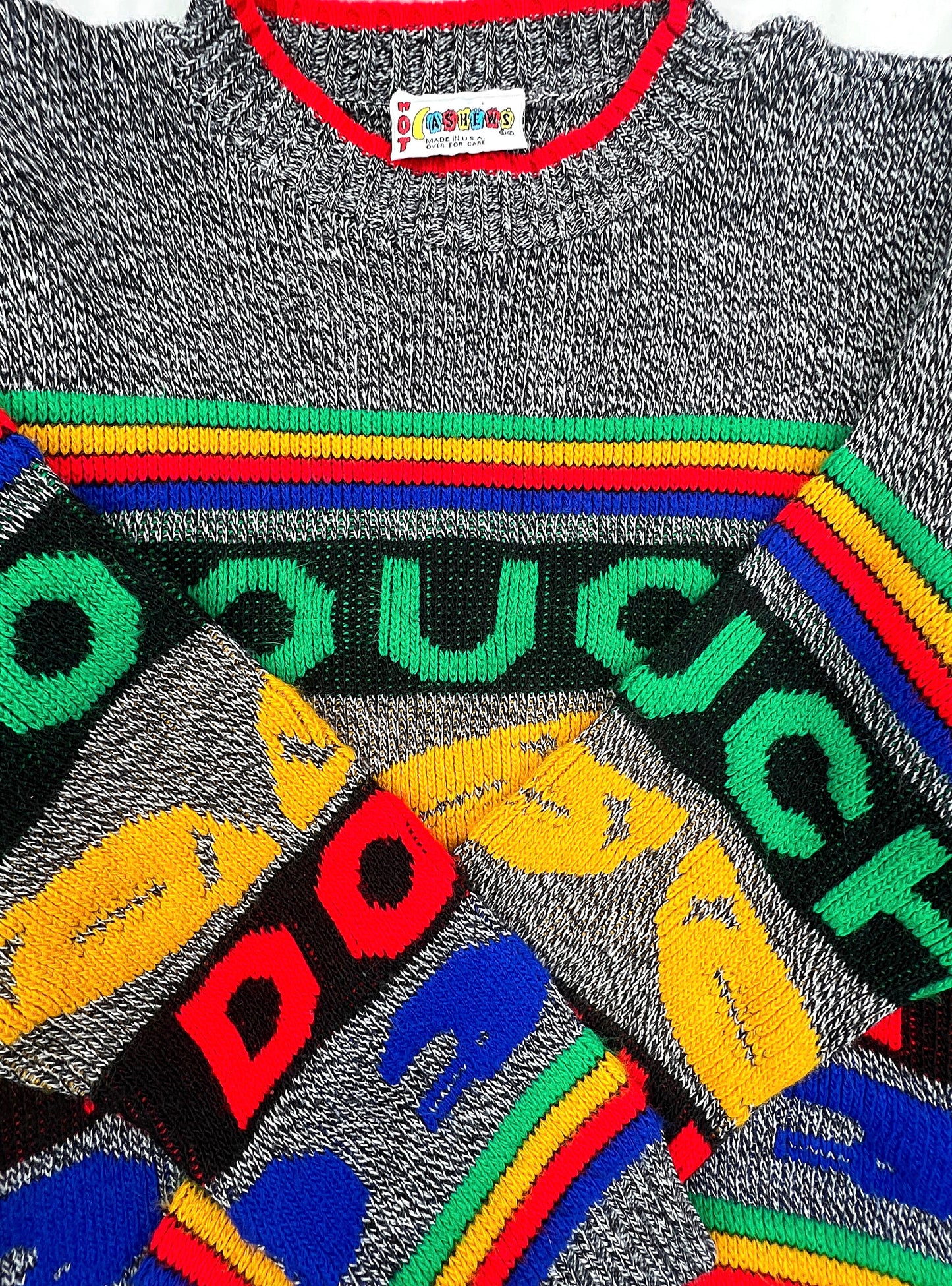 80’s TOUCHDOWN Rainbow Sweater Kids Size XL, Adult Sz XS